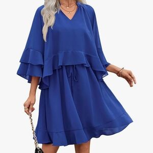 Blue Tiered Ruffled Sundress